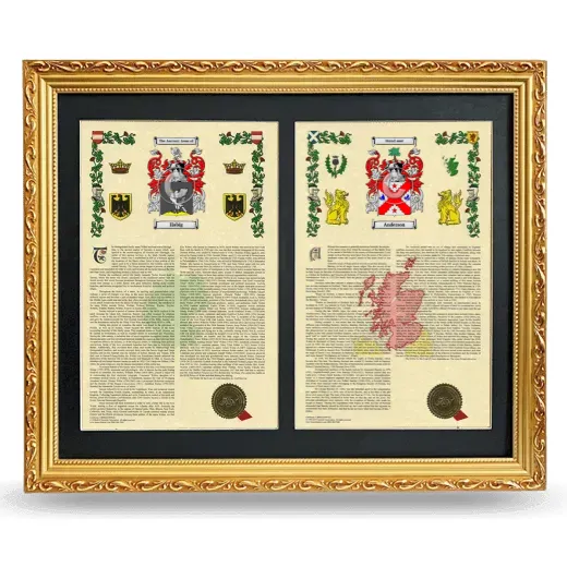 Double Armorial History Framed - Gold