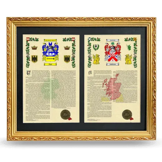 Double Armorial History Framed - Gold