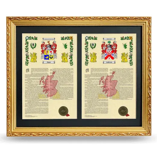 Double Armorial History Framed - Gold