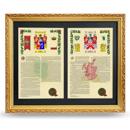 Double Armorial History Framed - Gold