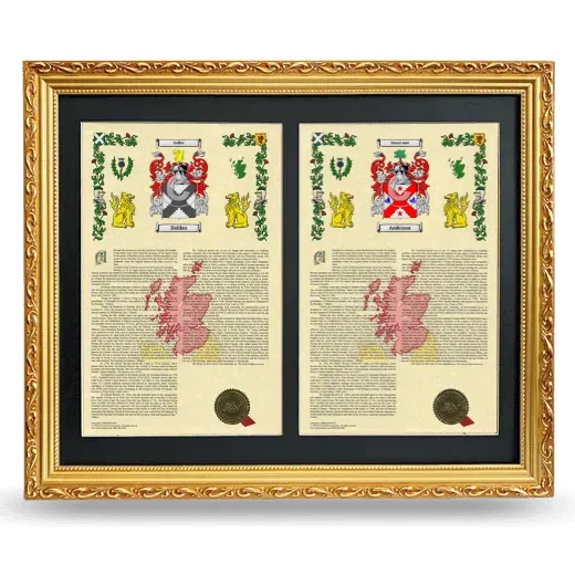 Double Armorial History Framed - Gold
