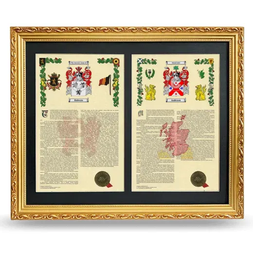 Double Armorial History Framed - Gold
