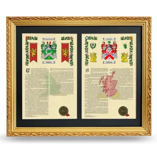 Double Armorial History Framed - Gold
