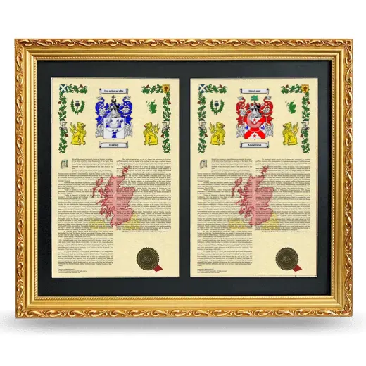 Double Armorial History Framed - Gold