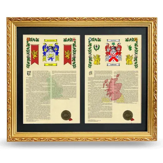 Double Armorial History Framed - Gold