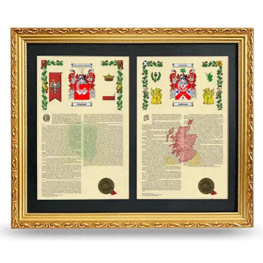 Double Armorial History Framed - Gold