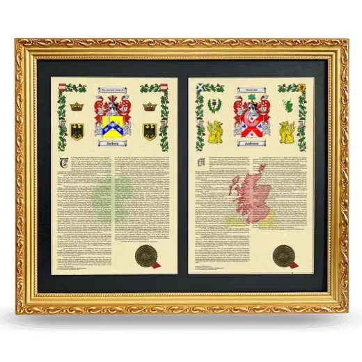 Double Armorial History Framed - Gold