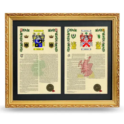 Double Armorial History Framed - Gold