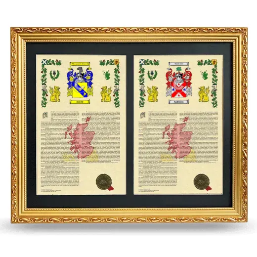 Double Armorial History Framed - Gold