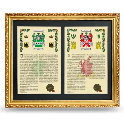 Double Armorial History Framed - Gold