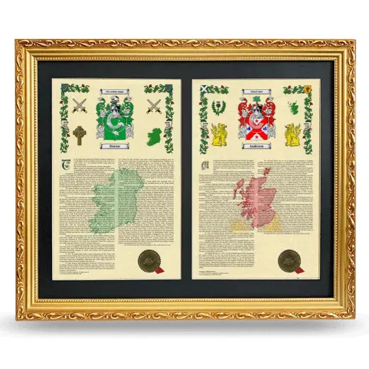 Double Armorial History Framed - Gold