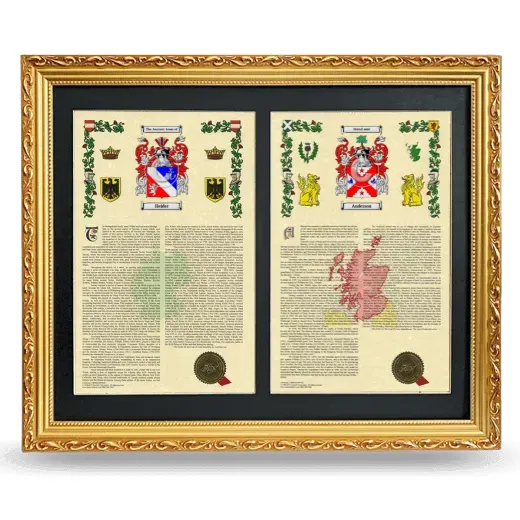 Double Armorial History Framed - Gold