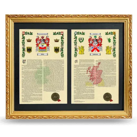 Double Armorial History Framed - Gold