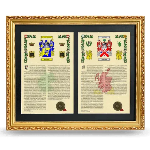 Double Armorial History Framed - Gold