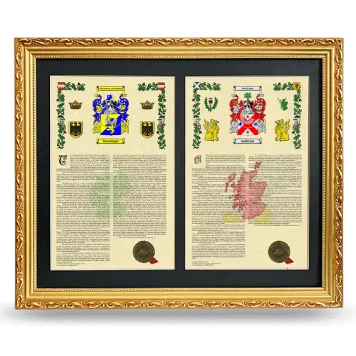 Double Armorial History Framed - Gold