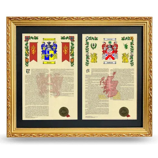 Double Armorial History Framed - Gold