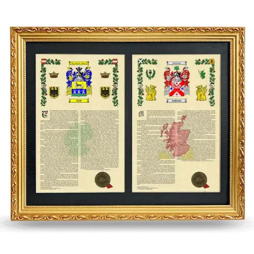 Double Armorial History Framed - Gold