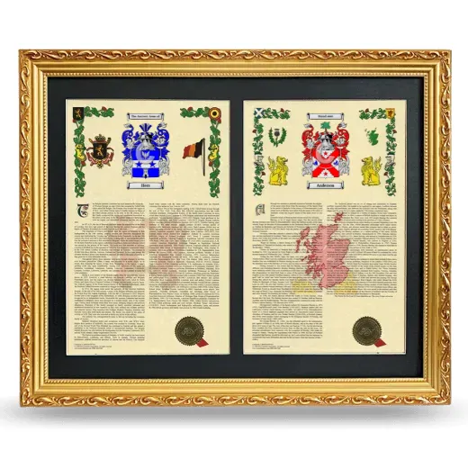 Double Armorial History Framed - Gold