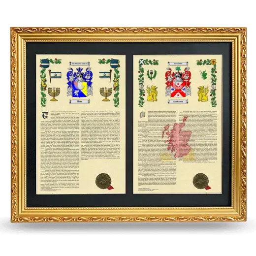 Double Armorial History Framed - Gold