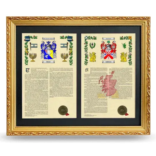 Double Armorial History Framed - Gold