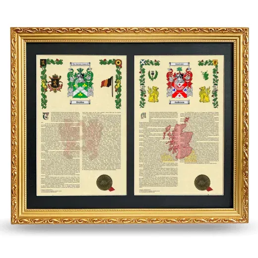 Double Armorial History Framed - Gold
