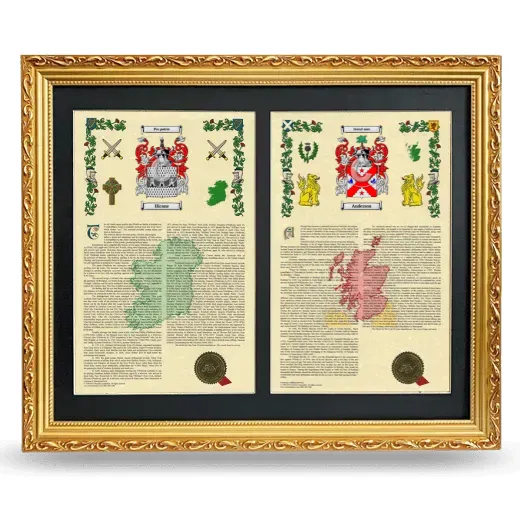 Double Armorial History Framed - Gold