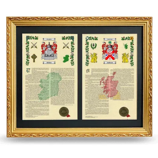 Double Armorial History Framed - Gold