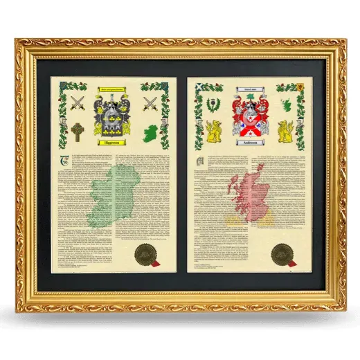 Double Armorial History Framed - Gold