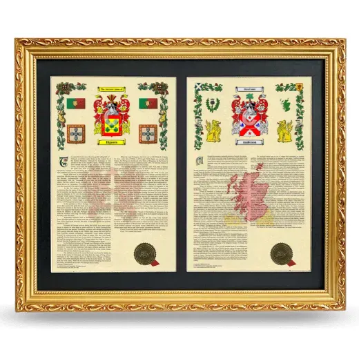 Double Armorial History Framed - Gold