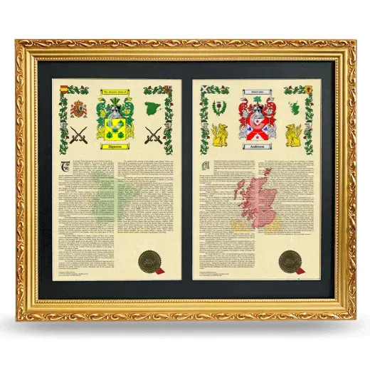 Double Armorial History Framed - Gold