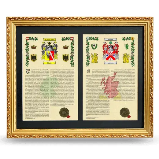 Double Armorial History Framed - Gold