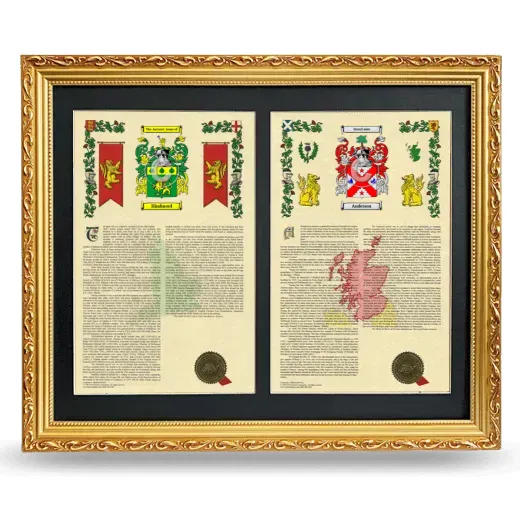Double Armorial History Framed - Gold