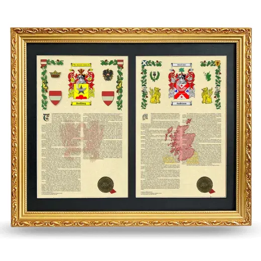 Double Armorial History Framed - Gold