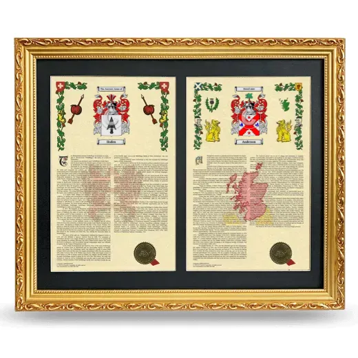 Double Armorial History Framed - Gold