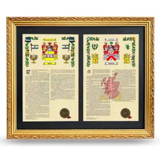 Double Armorial History Framed - Gold