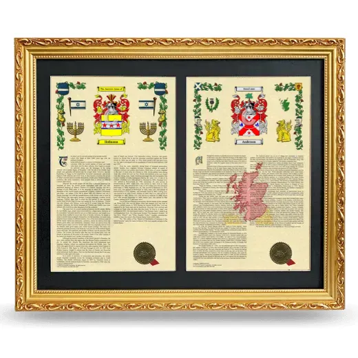 Double Armorial History Framed - Gold
