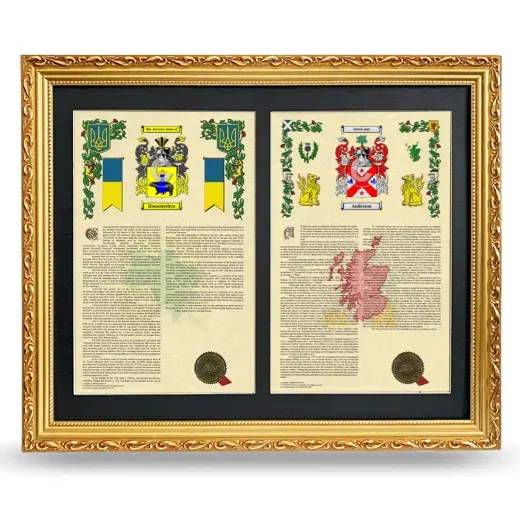 Double Armorial History Framed - Gold
