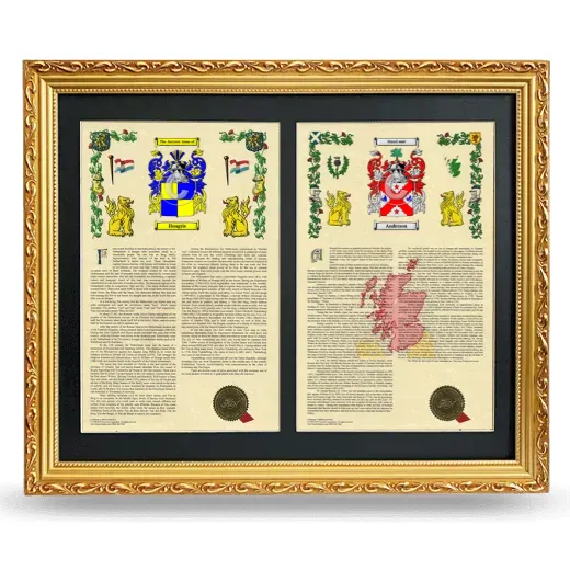 Double Armorial History Framed - Gold