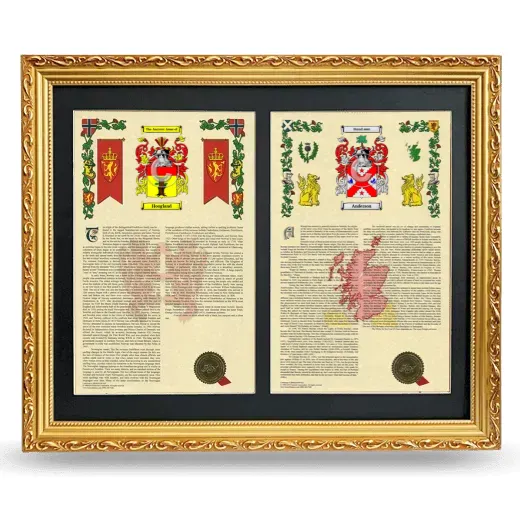 Double Armorial History Framed - Gold