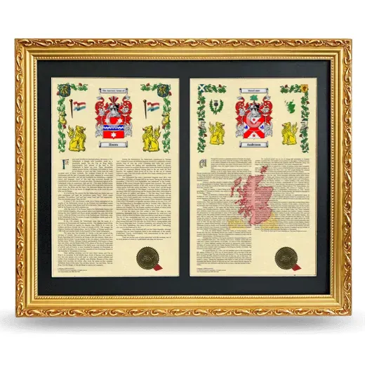 Double Armorial History Framed - Gold
