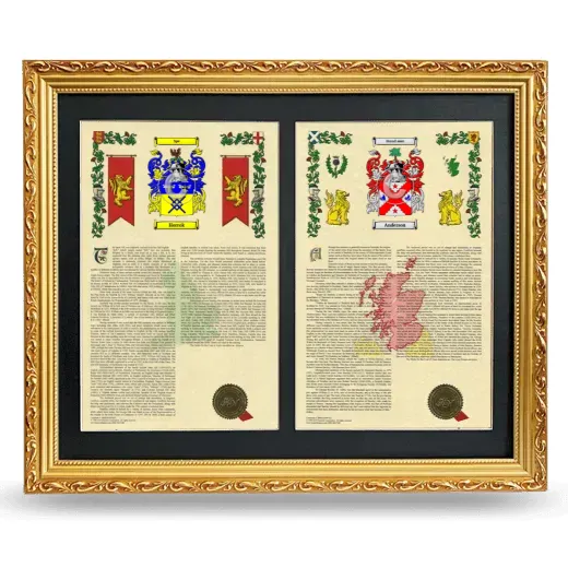 Double Armorial History Framed - Gold