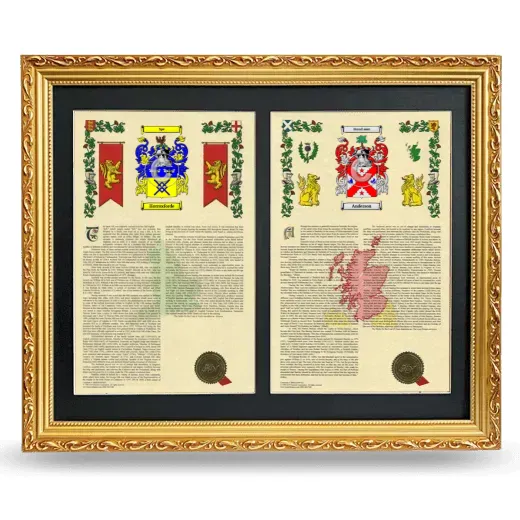 Double Armorial History Framed - Gold