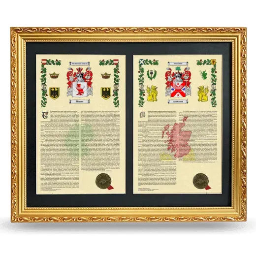 Double Armorial History Framed - Gold