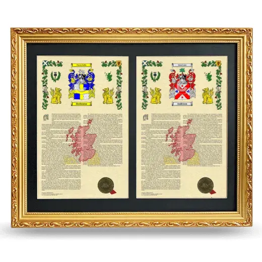 Double Armorial History Framed - Gold