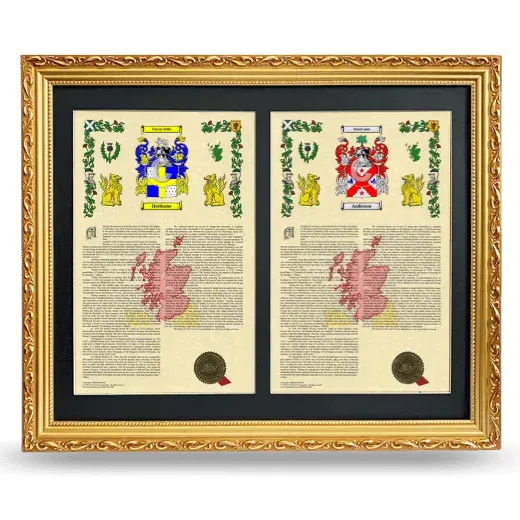 Double Armorial History Framed - Gold