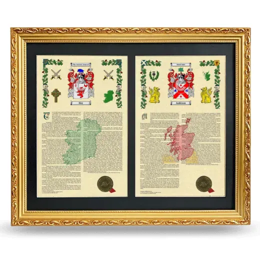 Double Armorial History Framed - Gold