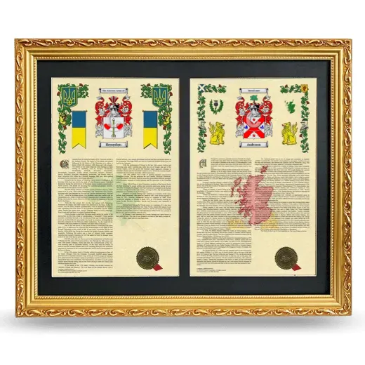 Double Armorial History Framed - Gold