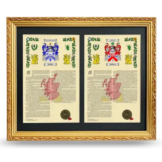 Double Armorial History Framed - Gold