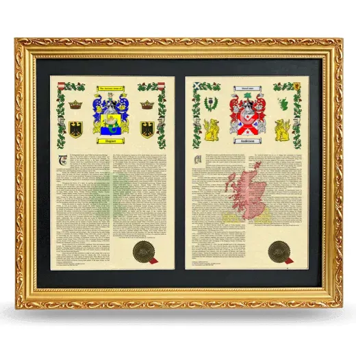 Double Armorial History Framed - Gold