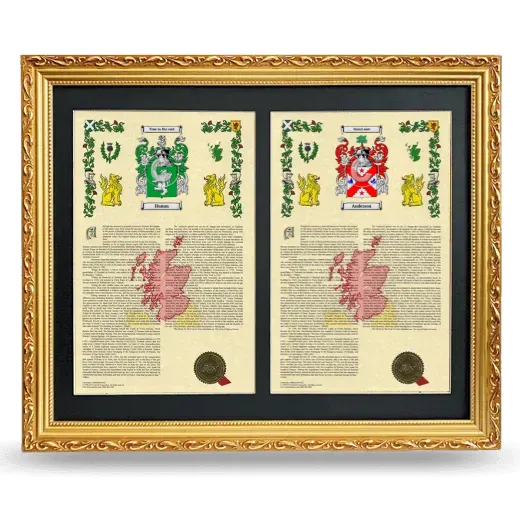 Double Armorial History Framed - Gold